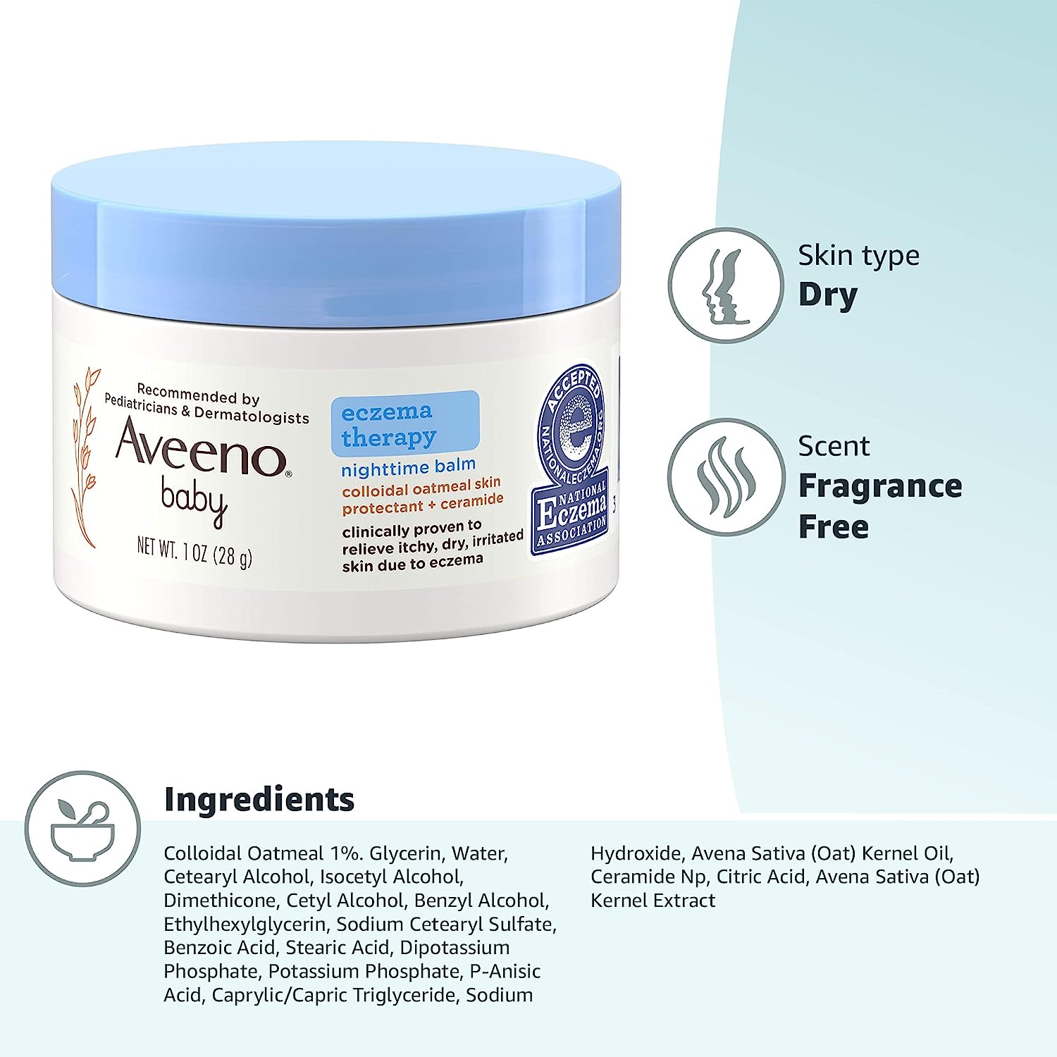 Aveeno Baby Eczema Therapy Nighttime Balm with Colloidal Oatmeal， Travel Size， 1 oz - Image 10